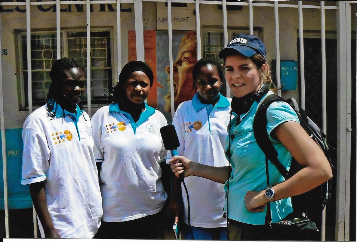 Claudia interviewing women in Kenya